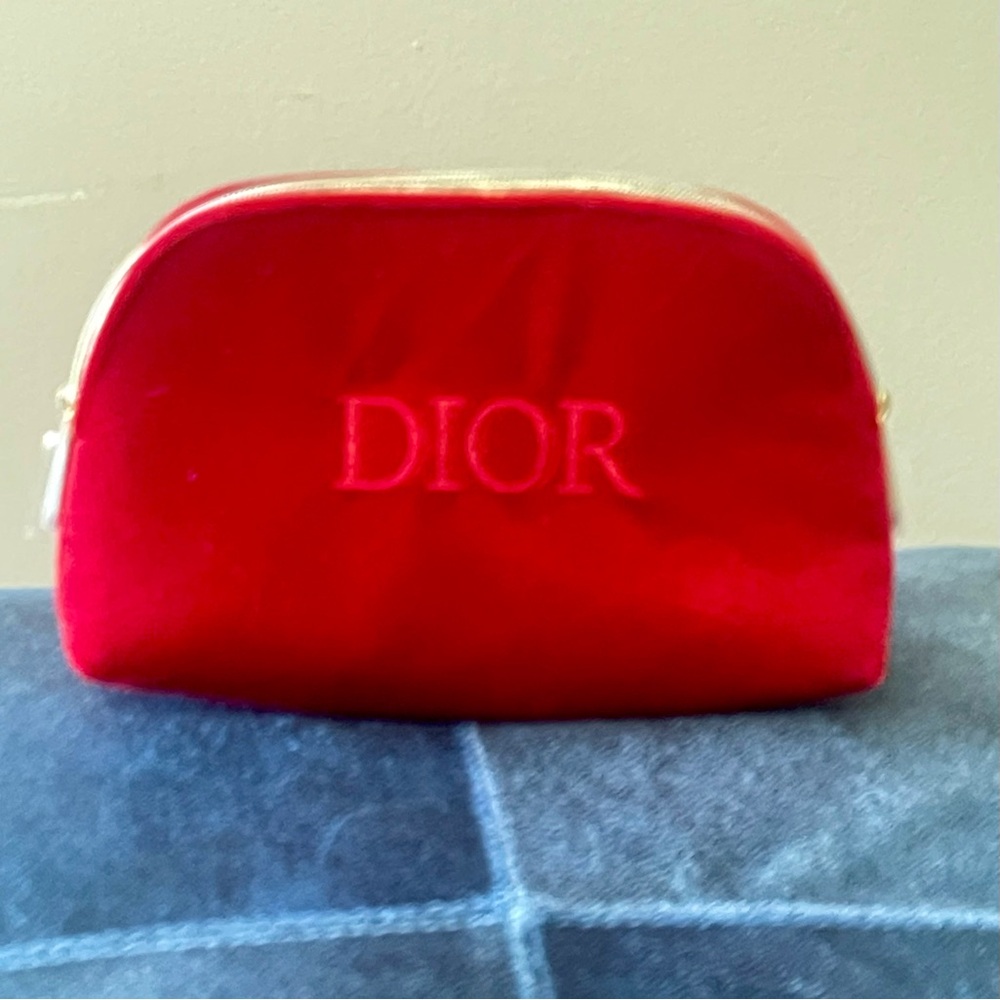Christain Dior red velvet small makeup case